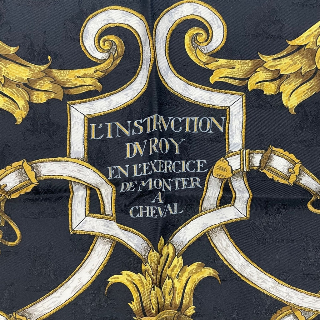 Hermes Scarf Silk Carre 90 L'instruction du Roy Imperial Studies Black — view 6