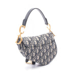 Dior Saddle Bag Mini Oblique Peacock Navy Canvas Leather Ivory — view 2