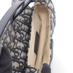 Dior Saddle Bag Mini Oblique Peacock Navy Canvas Leather Ivory — view 3