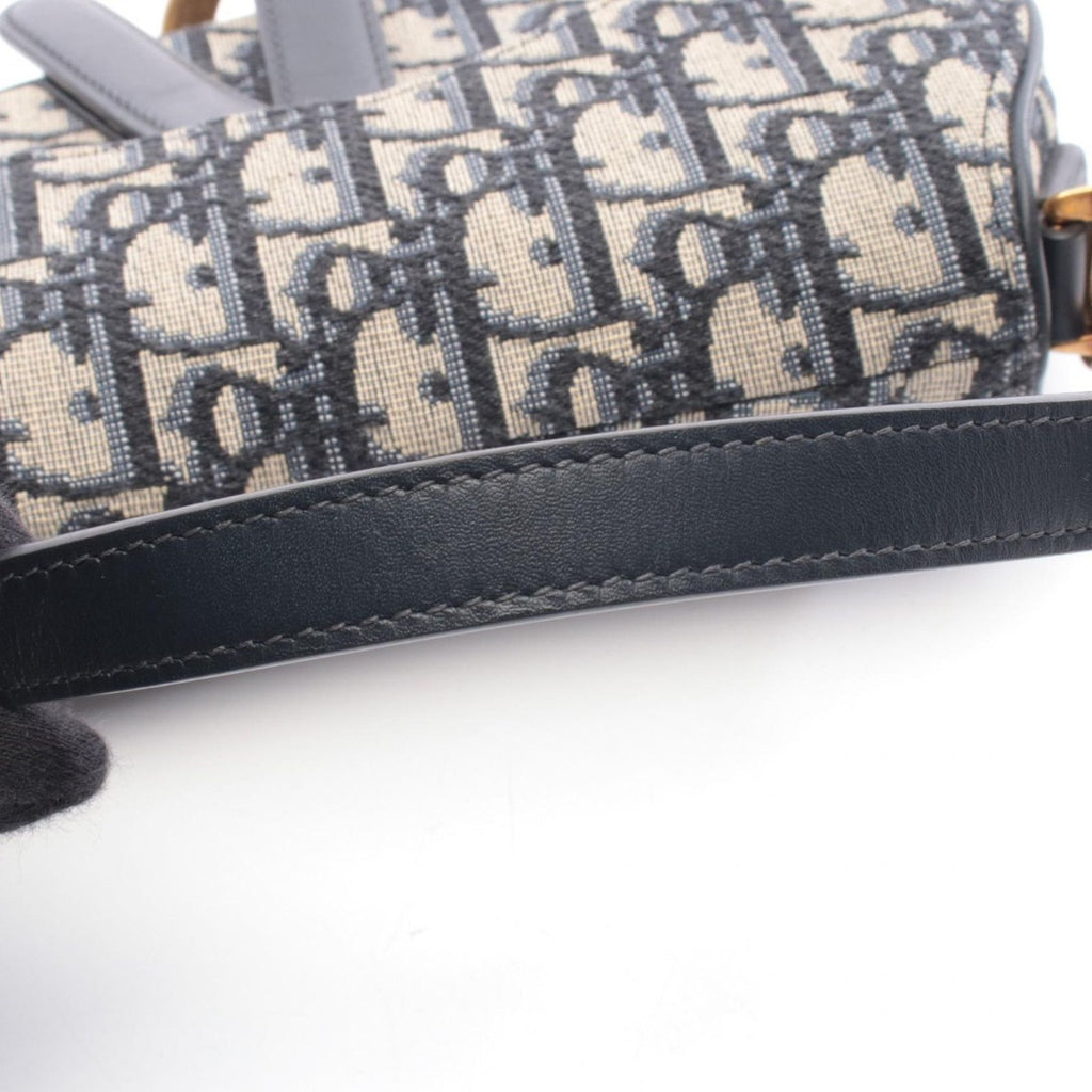 Dior Saddle Bag Mini Oblique Peacock Navy Canvas Leather Ivory — view 5