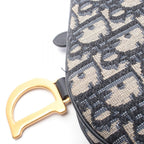 Dior Saddle Bag Mini Oblique Peacock Navy Canvas Leather Ivory — view 6