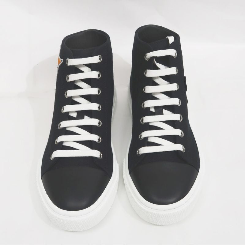 Hermes Iriko High Cut Sneakers Canvas Leather Black White Size 38 — view 3