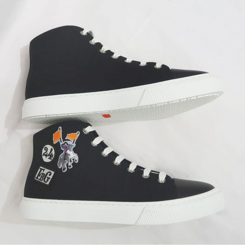 Hermes Iriko High Cut Sneakers Canvas Leather Black White Size 38 — view 4