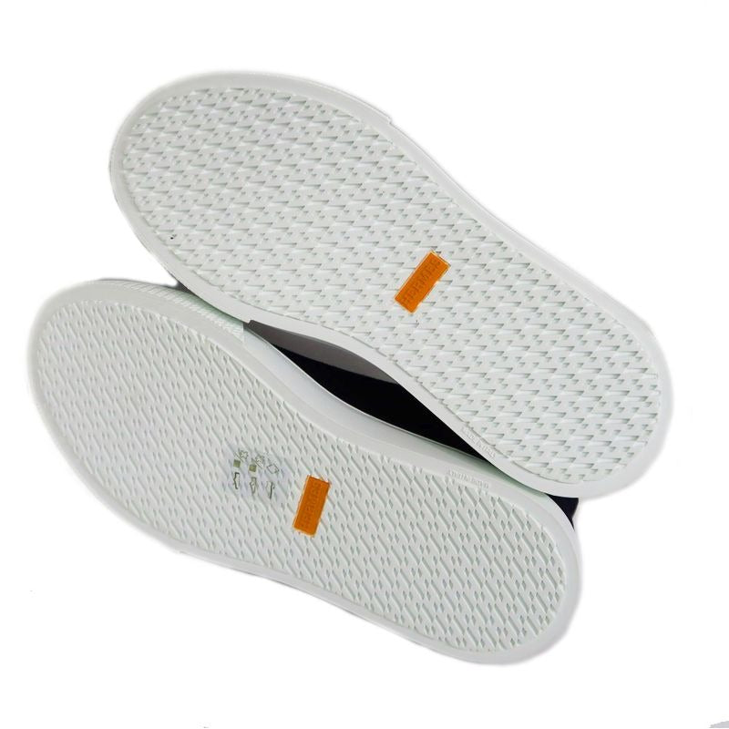 Hermes Iriko High Cut Sneakers Canvas Leather Black White Size 38 — view 8