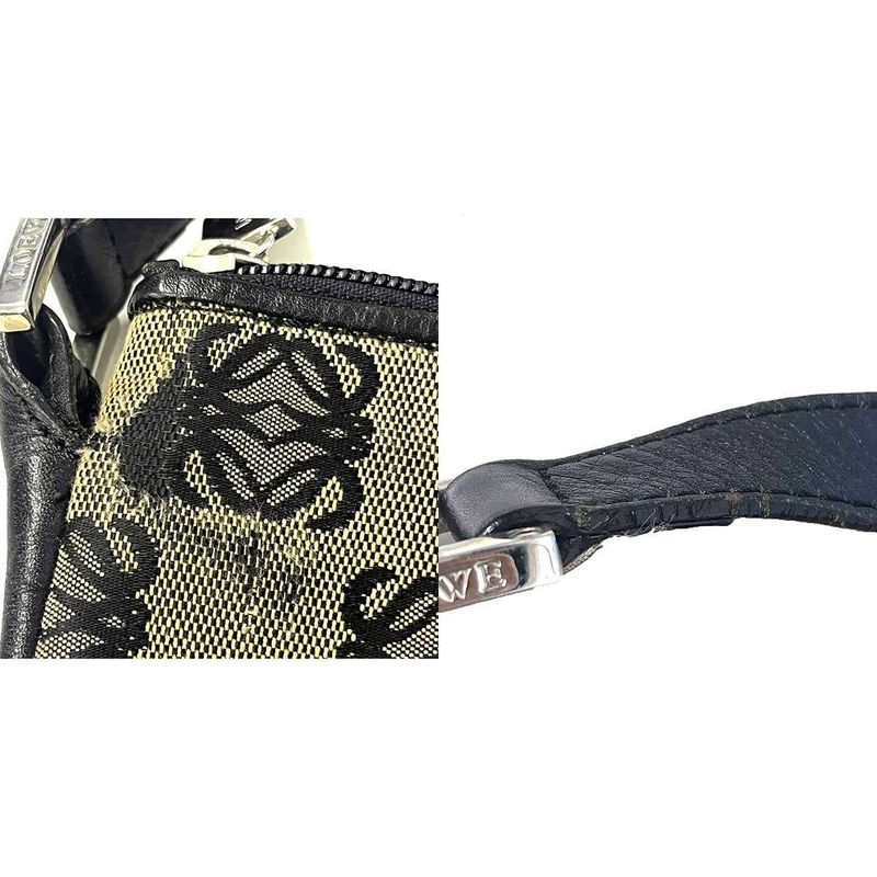 Loewe Anagram Canvas Shoulder Bag Beige Black — view 8