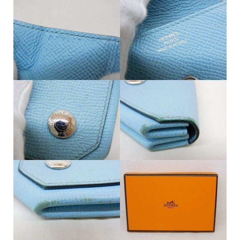 Hermes Levain Quatre Coin Purse Light Blue 8C — view 6