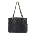 Chanel Quilted Chain Shoulder Bag Caviar Leather Black Vintage