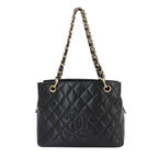 Chanel Quilted Chain Shoulder Bag Caviar Leather Black Vintage