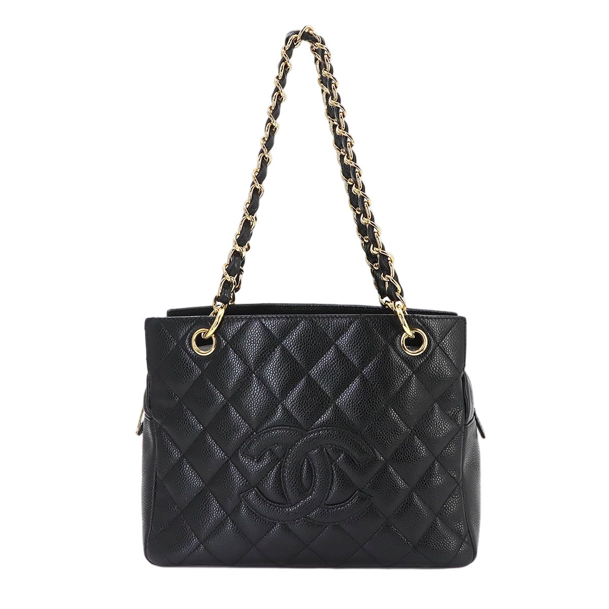 Chanel Quilted Chain Shoulder Bag Caviar Leather Black Vintage