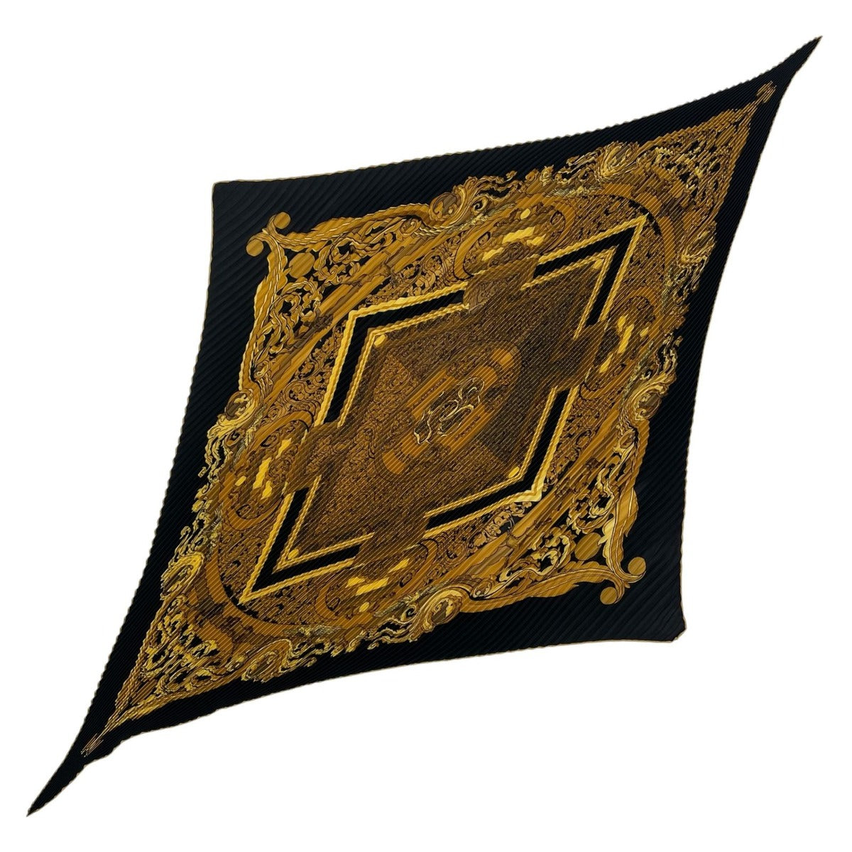 Hermes Scarf Pleats Silk Animaux Solaires Animals of the Sun Black — view 2