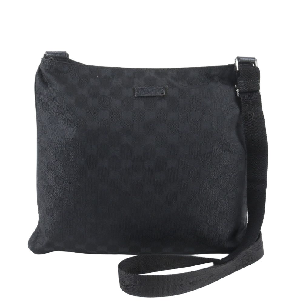 Gucci GG Canvas Leather Shoulder Bag Crossbody Messenger Black