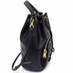 Prada Duet Bucket Bag 2-Way Shoulder Drawstring Soft Calf Saffiano Leather Nero — view 4