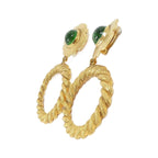 Chanel Baroque Gold and Green Gemstone Vintage Earrings — view 2
