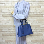 Prada Promenade Saffiano Shoulder Bag Leather Navy — view 2