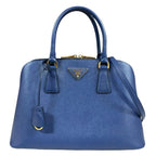 Prada Promenade Saffiano Shoulder Bag Leather Navy