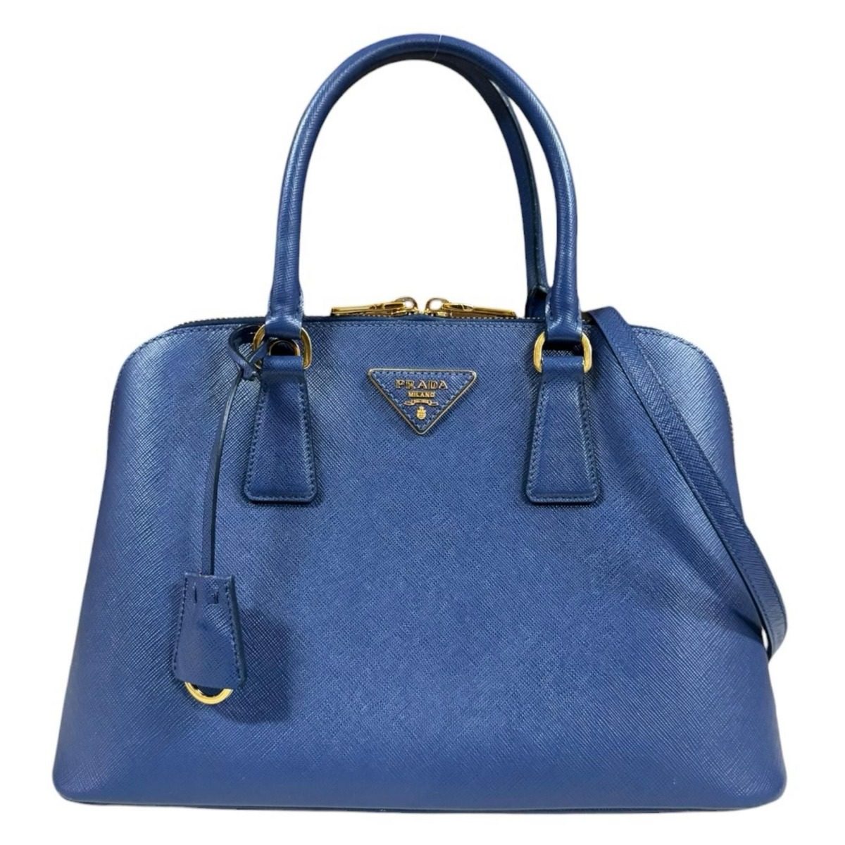Prada Promenade Saffiano Shoulder Bag Leather Navy