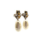 Gucci Bi Interlocking Pearl Metal Faux Color Stone Off White Clear Gold Earrings — view 2