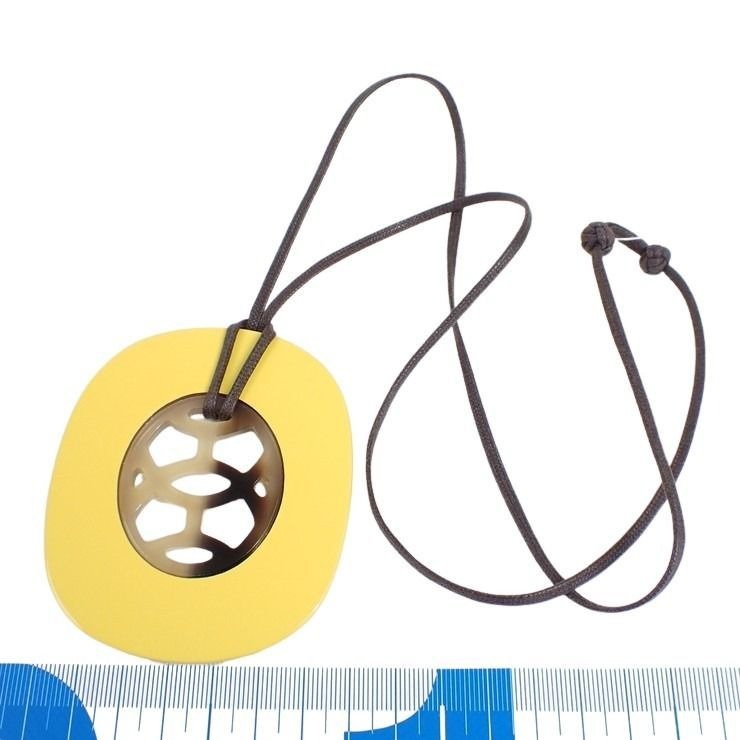 Hermes Necklace Lift GM Jaune Brown Buffalo Horn