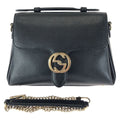 Gucci Interlocking 2-Way Black Gold Leather Chain Shoulder Bag