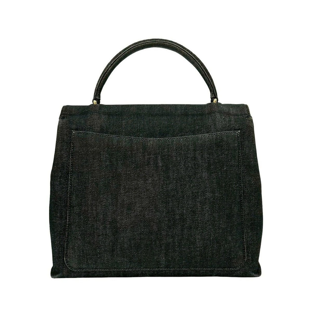 Chanel CC Logo Cotton Denim Tote Black — view 3