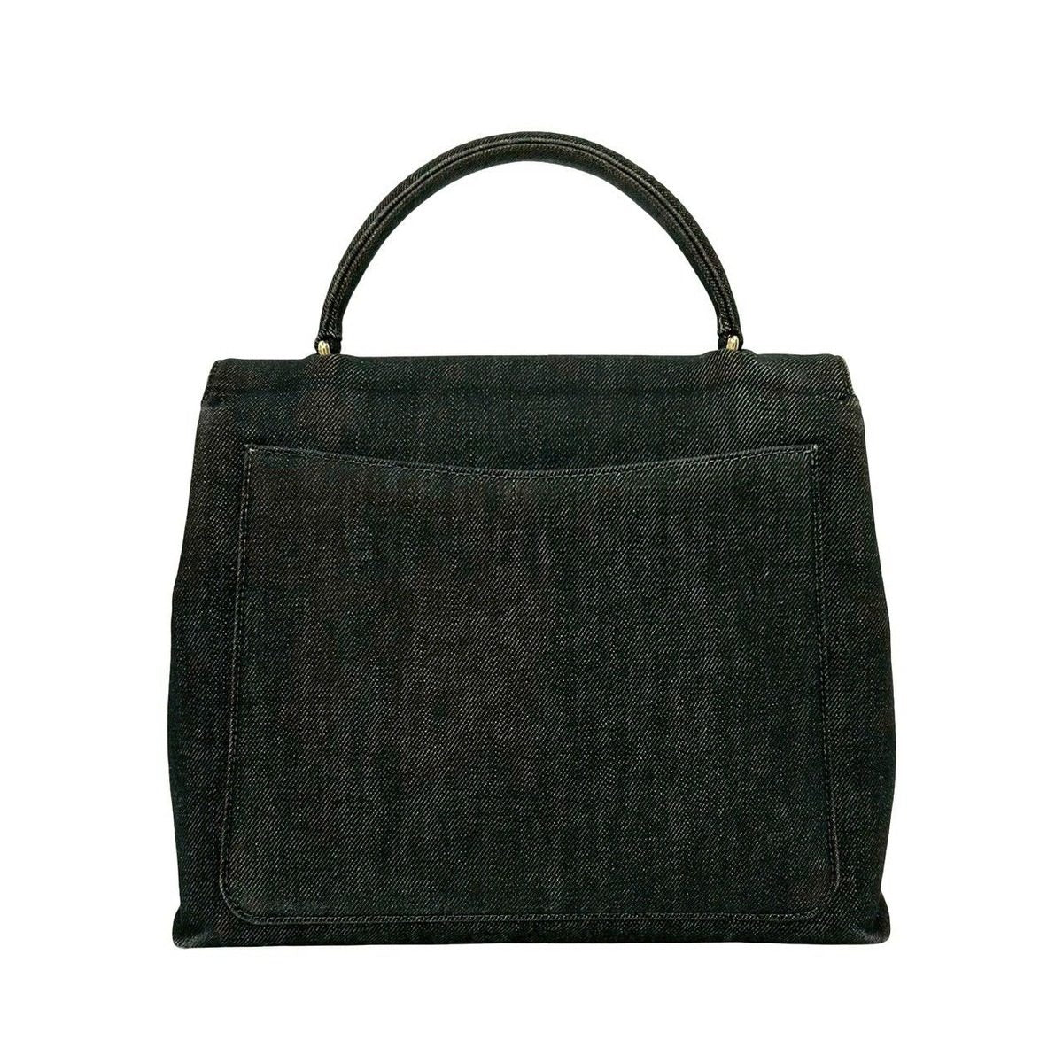 Chanel CC Logo Cotton Denim Tote Black — view 3