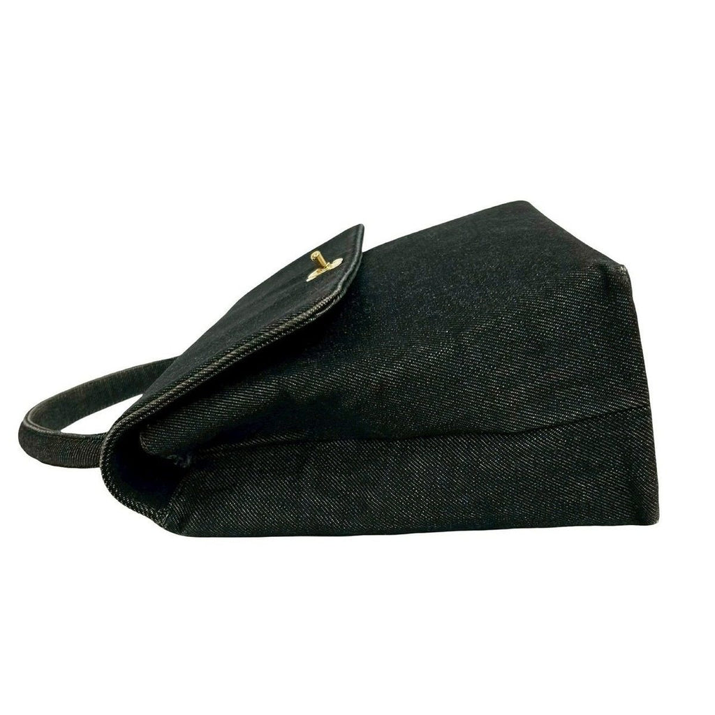 Chanel CC Logo Cotton Denim Tote Black — view 5