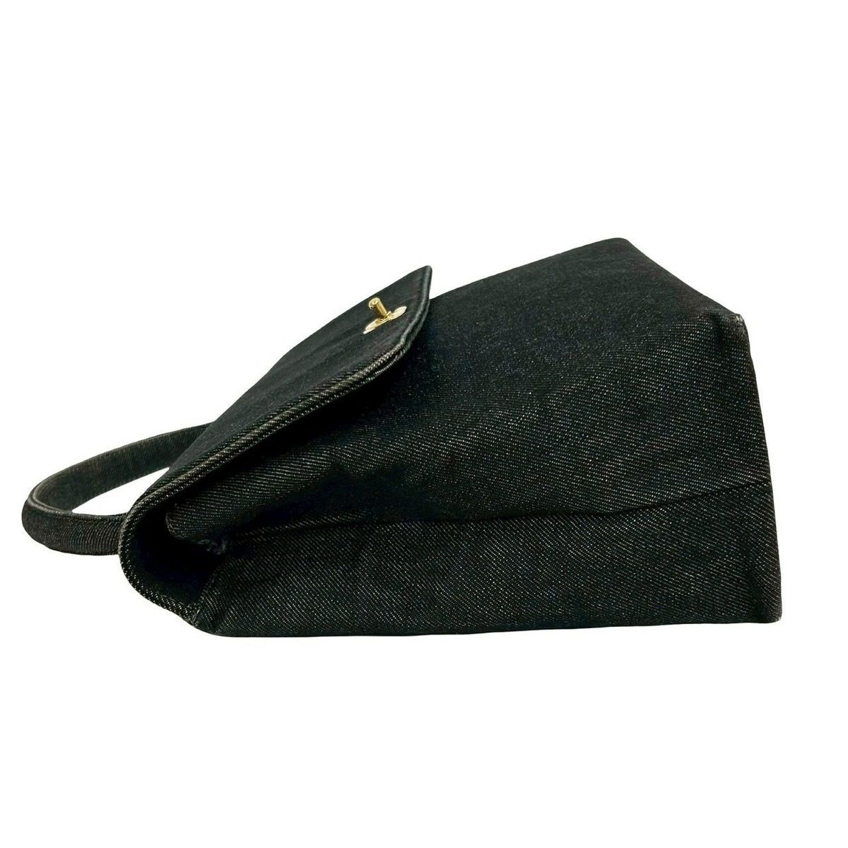 Chanel CC Logo Cotton Denim Tote Black — view 5