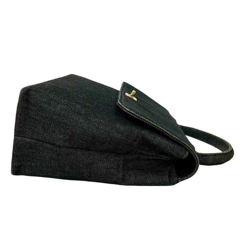 Chanel CC Logo Cotton Denim Tote Black — view 6