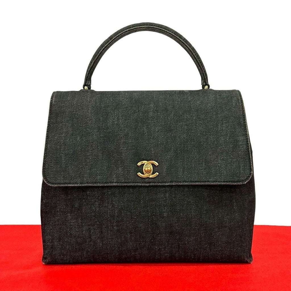 Chanel CC Logo Cotton Denim Tote Black
