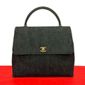 Chanel CC Logo Cotton Denim Tote Black