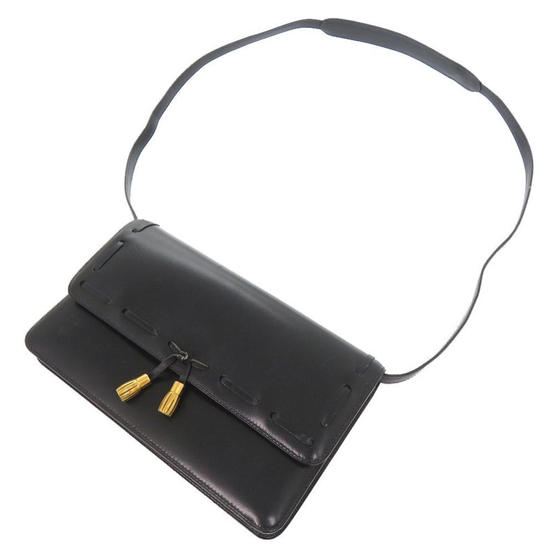 Hermes Tassel Vintage Box Calf Navy Gold Hardware 00 Shoulder Bag — view 6