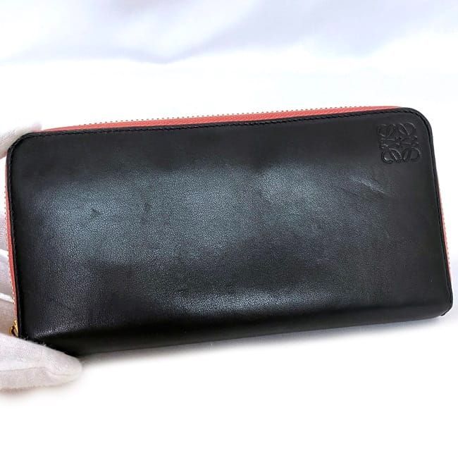 Loewe Round Zipper Long Wallet Black Pink Anagram — view 7