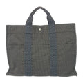 Hermes Tote Her Line MM Grey Silver Hardware Canvas Handbag