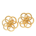 Chanel Flower Motif Earrings Gold Plated