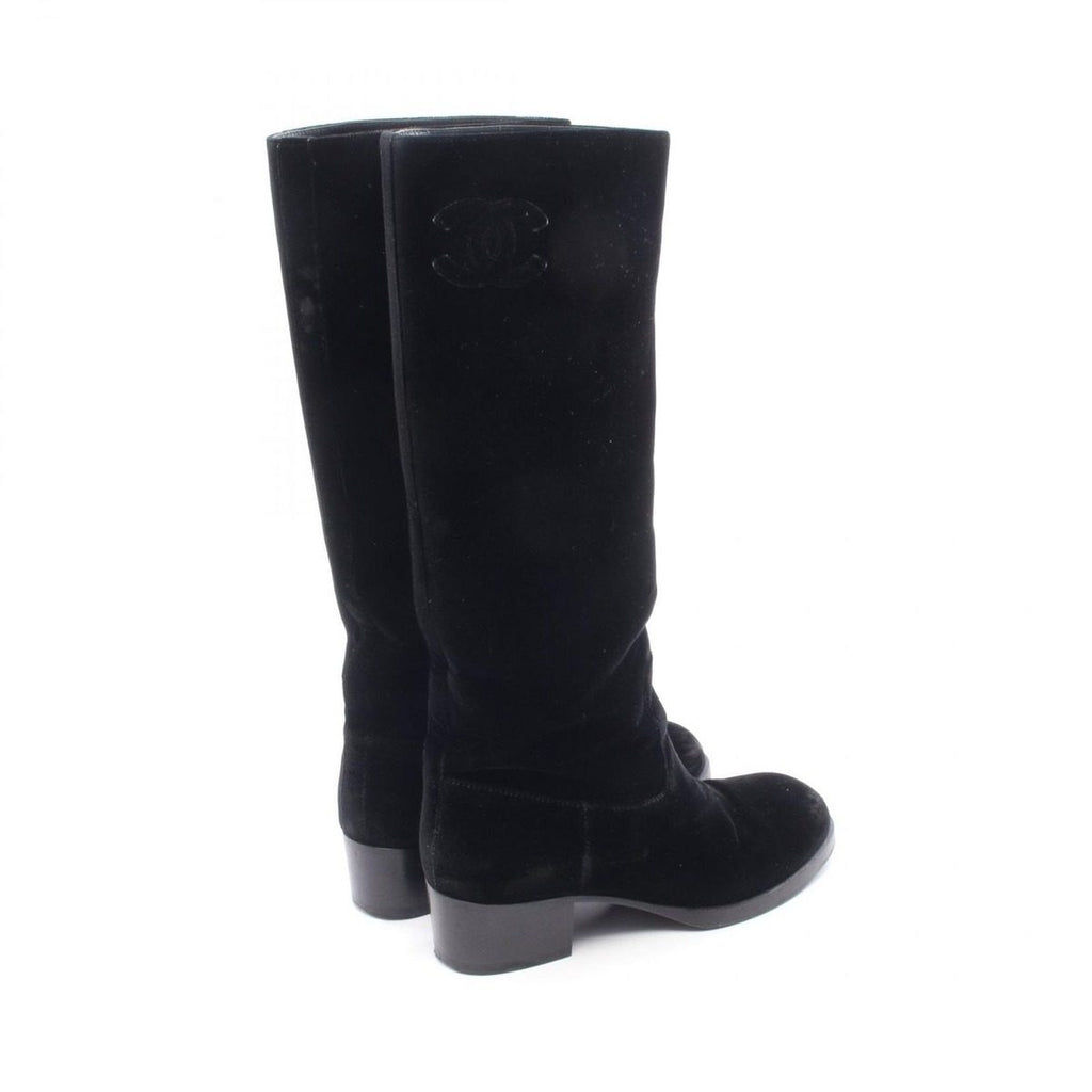 Chanel Boots CC Logo Long Fabric Shoes Suede — view 2