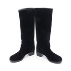 Chanel Boots CC Logo Long Fabric Shoes Suede — view 3