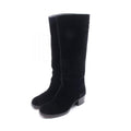 Chanel Boots CC Logo Long Fabric Shoes Suede