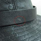 Gucci Guccissima Logo GG Pattern Leather Hat Bucket Black — view 9