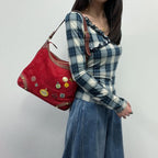 Loewe Anagram Anniversary Limited Shoulder Bag Red Suede Vintage — view 2