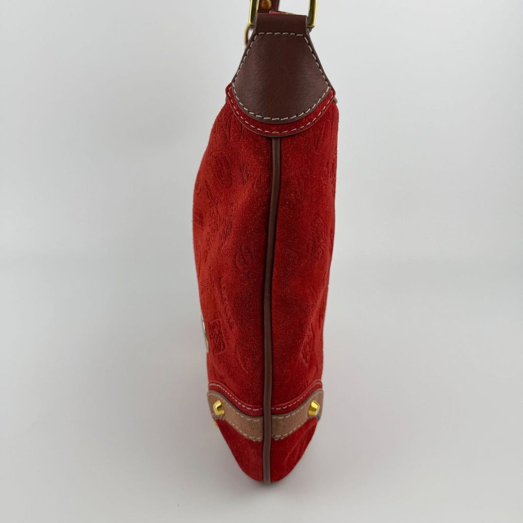 Loewe Anagram Anniversary Limited Shoulder Bag Red Suede Vintage — view 5