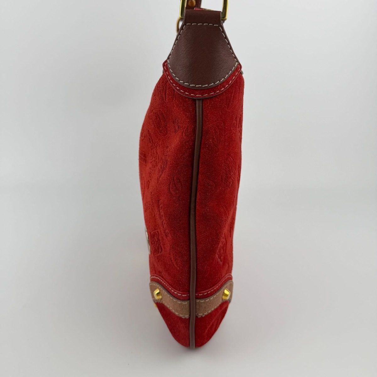 Loewe Anagram Anniversary Limited Shoulder Bag Red Suede Vintage — view 5