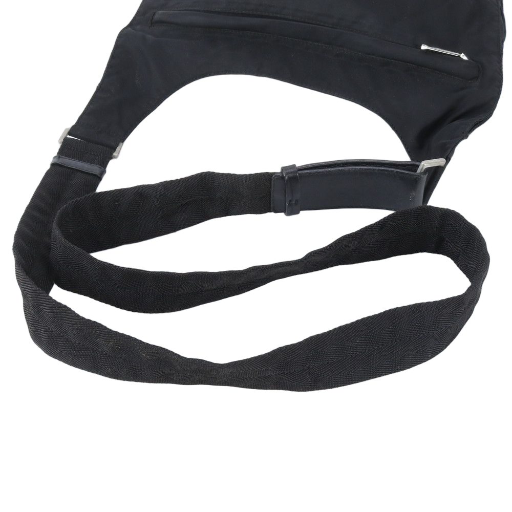 Prada Tessuto Nylon Triangle Logo Leather Shoulder Bag Crossbody Black — view 2