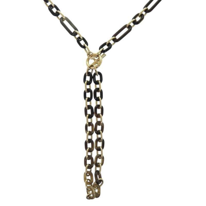 Hermes Resille Buffalo Horn GP Black Long Necklace 0252 — view 2