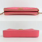 Chanel Boy Chain Clutch Wallet Bag Caviar Leather Pink — view 3