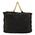 Chanel Mouton Chain Tote Bag Shoulder Leather Black Gold Hardware