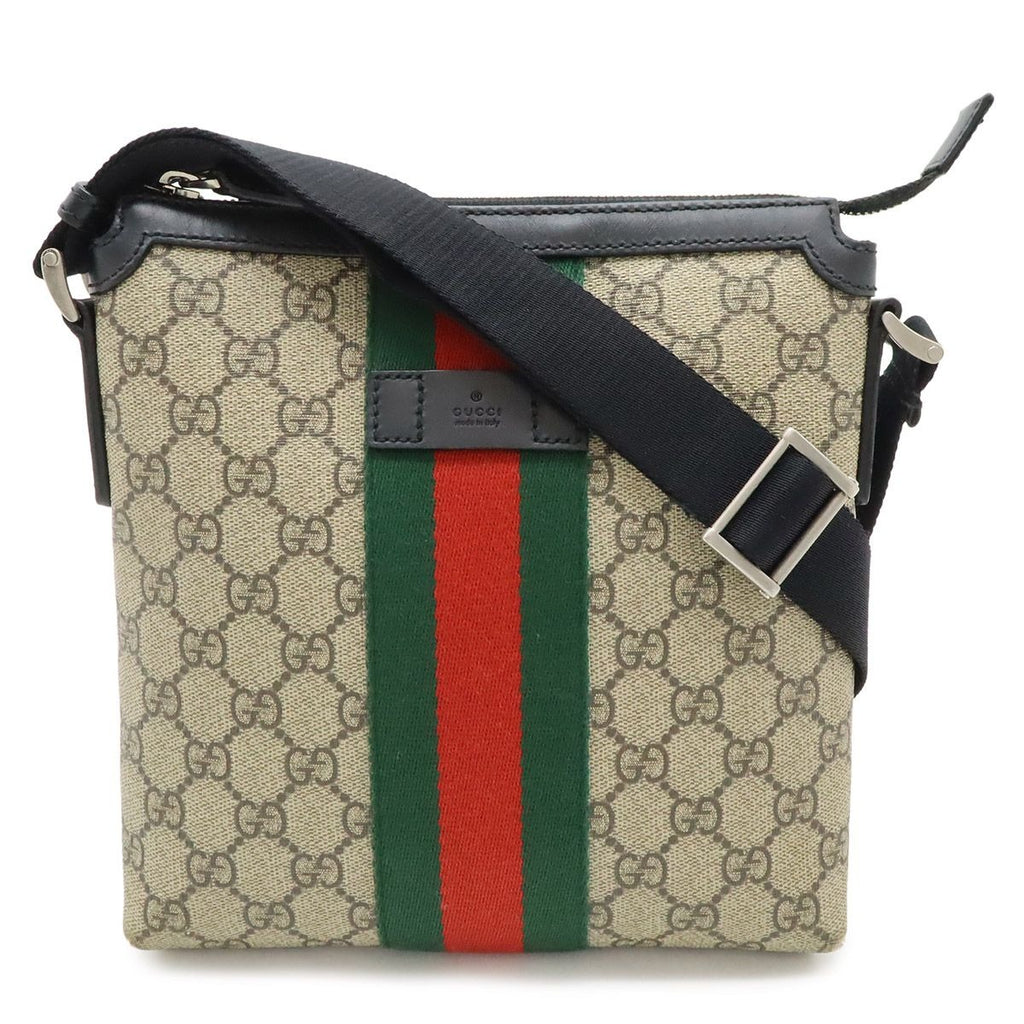 Gucci GG Supreme Sherry Line Web Flat Messenger Bag