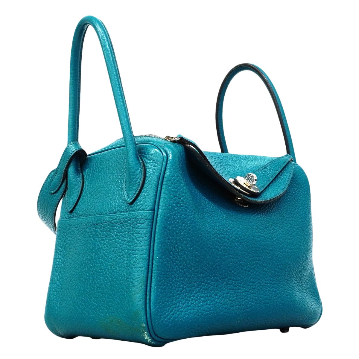 Hermes Handbag Lindy 26 Taurillon Clemence Turquoise Silver 2-Way — view 2
