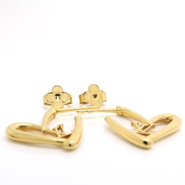 Louis Vuitton Book De Reuil Heart Fallen Love PM Earrings Gold Color GP — view 5