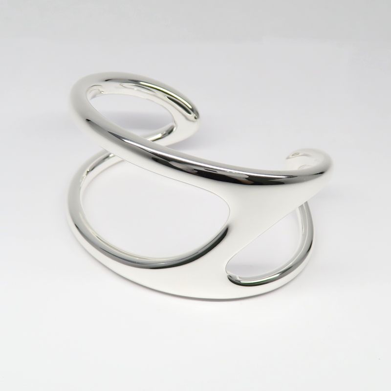 Hermes Bracelet Chaine D'ancre Punk Bangle 15 AG 925 Silver Manufactur — view 4
