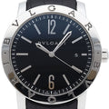 Bvlgari Watch SS Leather Black Polished